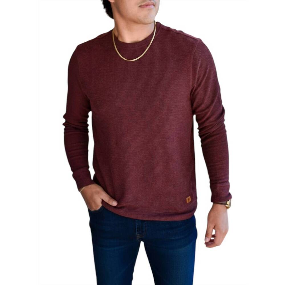 NEW FUNDAMENTAL COAST hammerheard long sleeve crew tee in merlot